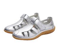 Sandali Trekking Donna Offerta Bassi, Cuoio Scarpe Comode Camminata Ortopediche Sandalo Donna con Chiuse Davanti Pantofole Sandali Punta Aperta Con Cinghia regolabile Antiscivolo Scarpe Spiaggia
