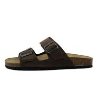 Sandali Uomo Ciabatte in Pelle Marrone con Doppia Fibbia FREE LIFE