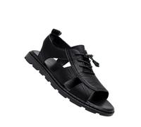 Sandali uomo romani allacciati punta aperta antiscivolo casual outdoor | Tomaia traforata traspirante, chiusura lacci regolabile, suola gomma antiscivolo, 2 colori, taglie grandi 38-44,
