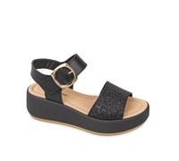 Sandali Valleverde 32251 pelle nera zeppa 5 cm Made in Italy SCONTO DA LISTINO