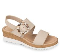 Sandali Valleverde 32340 pelle beige zeppa 5,5 cm Made in Italy