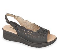 Sandali Valleverde 55564 pelle nera zeppa 4,5 cm Made in Italy