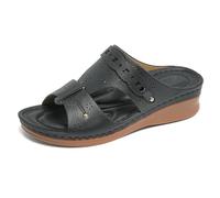 Sandali Zeppa A Infilare Donna Punta Aperta Design Floreale Taglio Laser Comode Mules Piattaforma per Uso Quotidiano,Nero,37 EU