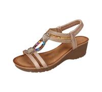 Sandali Zeppa Donna Estive Comode - Sandali Donna Estive con Zeppa Alta Sandali Espadrillas BohéMien Strass ComoPunt Cinturino AllCavigliEstivi Eleganti E Casual Perfetti per LSpiaggi(Rose Gold 41)