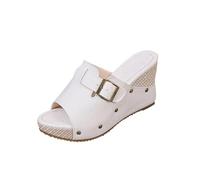 Sandali Zeppa Donna Estive Con Zeppe Corda Sandaletti Aperte Schiava Platform Ciabatte Cinturino Caviglia Sandalo Estivo Scarpe Alti Elegante Zatteroni Spiaggia Romani per Spiaggia Vacanze Mare