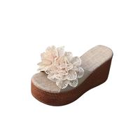 Sandali Zeppa Donna Estive Con Zeppe Corda Sandaletti Aperte Schiava Platform Ciabatte Cinturino Caviglia Sandalo Estivo Scarpe Alti Elegante Zatteroni Spiaggia Romani per Spiaggia Vacanze Mare
