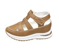 Sandali Zeppa Donna Estive Tacco, Sandali Refresh Donna Eleganti Sandali con Plateau Traforati Comodi E Casual con Tacco Spesso E Punta Aperta (Khaki 40)