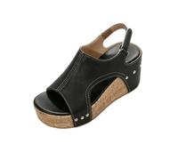 Sandali Zeppa Piattaforma Sughero con Fibula Posteriore Regolabile Donna