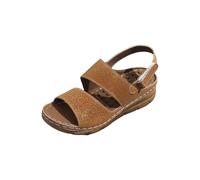 Sandali Zeppa Scarpe Ortopediche Donna Estive Sandali Estivi da Donna Con Punta a Tacco a Spillo Casual Stile Con Una Sola Parola Plateau Scarpe Spiaggia (Orange 43)