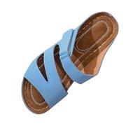 Sandali Zeppe Calzature Per Le Donne Leggero Open Toe Slides Estate Spiaggia Vacanze Piattaforma Pantofole Cinturino Regolabile Beige, blu cielo, 39.5 EU