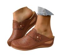 Sandali Zeppe Donna Estate Camminare Confortevole Piattaforma Scarpe Da Vacanza Antiscivolo Traspirante Tong Punta Aperta Boemia Pantofole Donna Premium Regalo Zeppe, marrone, 40 EU