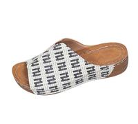 Sandali Zeppe Donna Estate Confortevole Chic Nudo Piedi Suola Scarpe da Spiaggia Antiscivolo Wedges Platform Slippers Pantofole Elegante Bohemia Pantofole Con Tacco Blocco Sandali Bianchi, Nero , 39