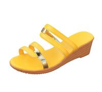 Sandali Zeppe Donna Estate Confortevole - Sandalo Estivo Moda E Comfort per Donna Piattaforma Casual Città Tinta Unita Metallo Belle Scarpe, giallo, 43 EU