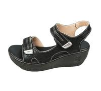 Sandali Zeppe Piattaforma Per Le Donne Antiscivolo Confortevoli Sandali Zeppe Casual Con Cordini E Flangia Alla Caviglia Per L'estate Scarpe Bohemia Romano Sandals Chic, Z Nero, 42 EU