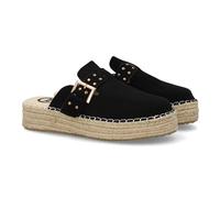 Sandali Zoccolo da Donna con Plateau e Punta Chiusa, Decorati con Borchie in Metallo e Un'Ampia Fibbia Regolabile. Comoda Suola Piatta, Ideale per L'Estate. Nero Talla 38