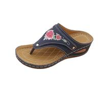 Sandalias de tiras con estampado floral de moda, cómodas y casuales, para playa y verano.