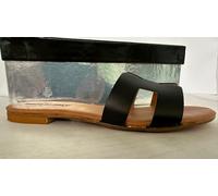 Sandalo basso ciabattina Donna vera pelle suola vero cuoio made italy lattice