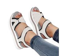 Sandalo casual con plateau e punta aperta - Sandali casual da donna con piattaforma piatta | Sandali da spiaggia spessi da donna, per campeggio, relax
