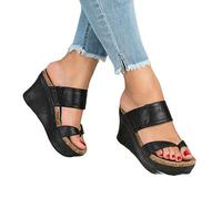 Sandalo con Stecche per borsite con Tacco a Zeppa, Infradito per Alluce valgo in Pelle PU, Infradito da Spiaggia con correzione del Piede (Color : Black, Size : 39 EU)