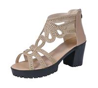 Sandalo Con Tacco Scarpe Donna Sandali Elegante Sandali Con Tacco e Cerniera Posteriore da Donna Grandi Dimensioni Stile Estero Bocca Di Pesce Medio Scarpe da (Gold 40)