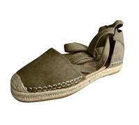 Sandalo da donna piatto, sandali estivi da donna, comodi e chiusi, vintage, per il tempo libero, traspiranti, con plateau, verde militare, 42 EU