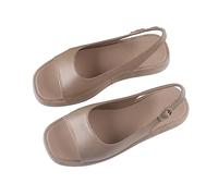 Sandalo Donna Comodo Sandali Estive Comode Summer New Outerwear Sandali Punta quadrata donna Tinta unita Punta casual con retro piatto Scarpe da Cuoio Bassi (Rose Gold 36)