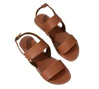 Sandalo Donna Estivo Scarpe Comode Estive Sandali da donna estivi con fondo piatto con fibbia a una linea grandi scarpe da spiaggia sandali retrò Pianta Larga (Brown 43)