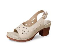 Sandalo Escursionismo Donna Estate Nudo Piedi Confortevoli Sandalo Zeppe Punta Aperta Sandali Da Spiaggia Leggero Confortevole Sandali Piatti Hollow Grandi Scarpe Casual, beige, 43 EU