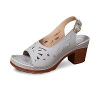 Sandalo Escursionismo Donna Estate Nudo Piedi Confortevoli Sandalo Zeppe Punta Aperta Sandali Da Spiaggia Leggero Confortevole Sandali Piatti Hollow Grandi Scarpe Casual, grigio, 37 EU
