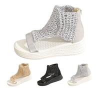 Sandalo estivo da donna - Sandali con plateau High Top estivi per pesce, scarpe da spiaggia cave, leggeri e traspiranti, alla moda, antiscivolo, robusti sandali da donna, grigio., 41 EU