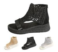 Sandalo estivo da donna - Sandali con plateau High Top estivi per pesce, scarpe da spiaggia cave, leggeri e traspiranti, alla moda, antiscivolo, robusti sandali da donna, Nero , 40 EU