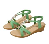 Sandalo Gioiello Donna con Zeppa Vendita, Sandali Donna Estive Eleganti con Tacco Sandaletti con Cinturino alla Caviglia Sandali Plateau Bohemia Scarpe Aperta Ciabatta Estivi Pantofole Stile Etnico