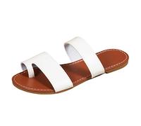 Sandalo Mare Donna Sandali Bassi Eleganti Pantofole per sandali di grandi dimensioni antiscivolo da spiaggia con fondo piatto casual da donna Estive Comode Scarpe Eleganti (White 41)