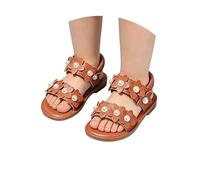 Sandalo per ragazze, scarpe da spiaggia per bambini, piatte estive per ragazze, motivo petali con punta aperta, perfette per tutti i giorni