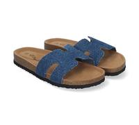 Sandalo piatto da donna con pavimento bio, comodo ed elegante con dettagli sulla pala, pianta anatomica, ideale per la primavera estate, JEANS, 36 EU