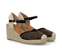 Sandalo Valenciana tipo Espadrillas da donna con design di ornamenti metallici. Piccole borchie. Ideale primavera estate. Chiusura con fibbia. Ideale per l'uso quotidiano., Nero , 38 EU