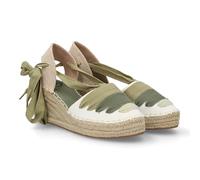 Sandalo Valenciana tipo Espadrillas da donna con motivo a strisce, chiusura a fiocco con corde. Ideale primavera estate. Chiusura con fibbia. Ideale per l'uso quotidiano., Verde, 41 EU