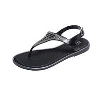 Sandals Women Scarpe Comode Donna Estive And Flops Sandali Flat Summer Women's Spring Flip con strass Sandali da donna Da Spiaggia Scarpe Eleganti (Black 39)