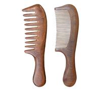 Sandalwood Comb | Wooden Wide Tooth Comb | Handmade Natural Hair Combs | Set of 2 Hair Combs | Fine Tooth Hair Comb | Natural Aromatherapy Benefits for All Hair Types