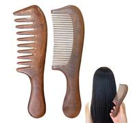 Sandalwood Comb, Wooden Wide Tooth Comb, Set of 2 Handmade Natural Hair Combs, Fine Tooth Hair Comb for Women Girls, Portable Hair Brush, Eco-Friendly Hair Comb, Wooden Comb for Hair Care