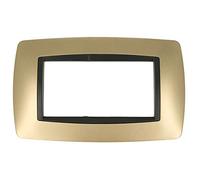 SANDASDON Placca Bombe 4M 4 Posti Moduli Compatibile Con Bticino Living Internationall Per Scatola 504 (Oro)
