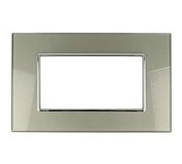 SANDASDON Placca Cristal Plexiglass Lucido Effetto Vetro Cristallo Compatibile Con Bticino Axolute (4M 4 Posti Per Scatola 504, Titanio)