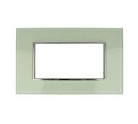 SANDASDON Placca Cristal Plexiglass Lucido Effetto Vetro Cristallo Compatibile Con Bticino Axolute (4M 4 Posti Per Scatola 504, Verde Biancastro)