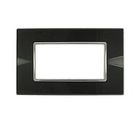SANDASDON Placca Cristal Plexiglass Lucido Effetto Vetro Cristallo Compatibile Con Bticino Axolute (4M 4 Posti Per Scatola 504, Acciaio Scuro)