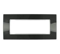 SANDASDON Placca Cristal Plexiglass Lucido Effetto Vetro Cristallo Compatibile Con Bticino Axolute (6M 6 Posti Per Scatola 506 507, Acciaio Scuro)