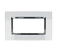 SANDASDON Placca Elegance 4M Compatibile Con Bticino Matix (Bianco Vetro)