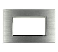 SANDASDON Placca Luxury In Metallo Satinato Compatibile Con Bticino Axolute (4 POSTI, ARGENTO)