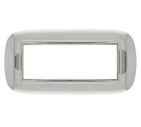 SANDASDON Placca Oval 4M e 6M Compatibile Con Bticino Axolute Tanti Colori Disponibili (6M 6 Posti Per Scatola 506 507, Cromo Lucido)