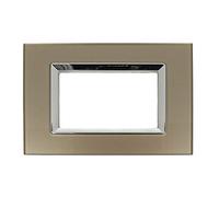 SANDASDON Placca Plexi 4M Con 4 Moduli Posti Plexiglass Lucido Effetto Vetro Cristallo Compatibile Con Bticino Living (Bronzo)