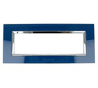 SANDASDON Placca Plexi 7M 7 Moduli Posti Plexiglass Lucido Effetto Vetro Cristallo Compatibile Con Bticino Living (Blu Capri)